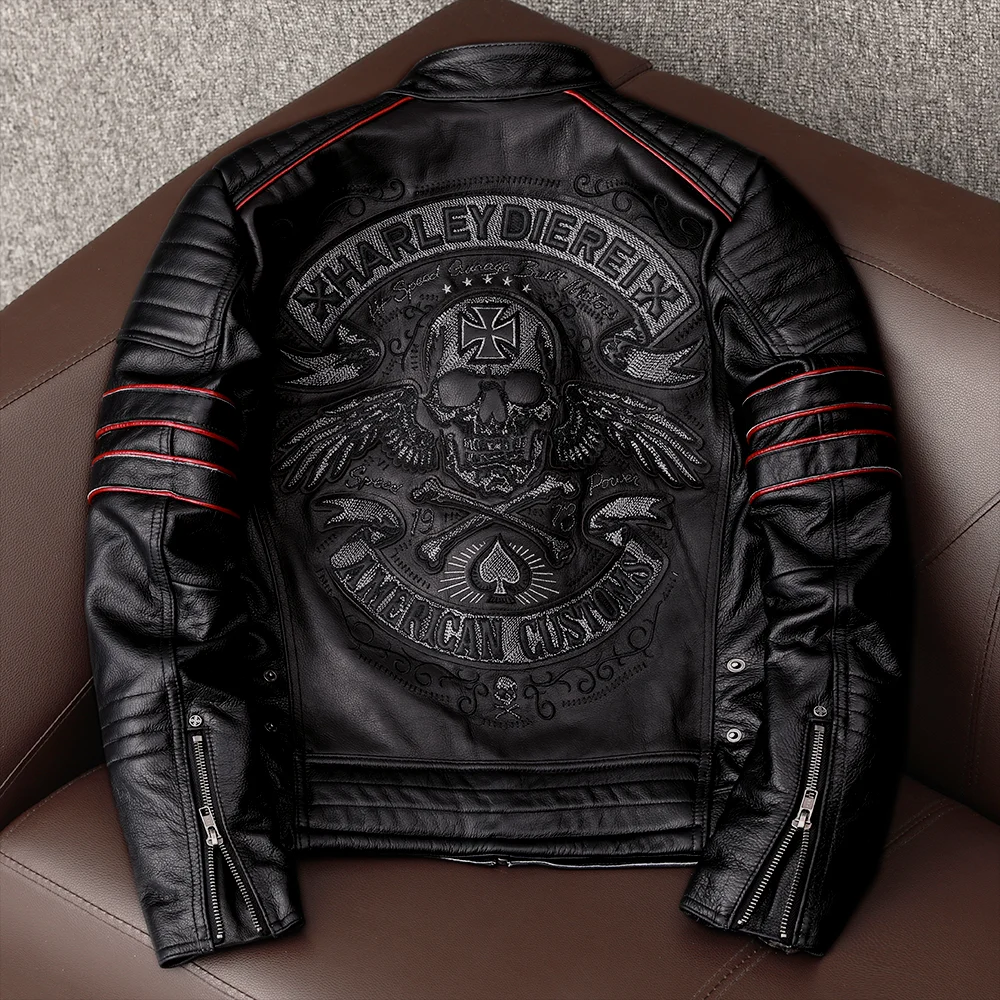 New For Harley Motorcycle Jacket Men Cowhide Motocross Jacket  Leather Winter Windproof Racing Suit Wear-resistant Moto Clothing
