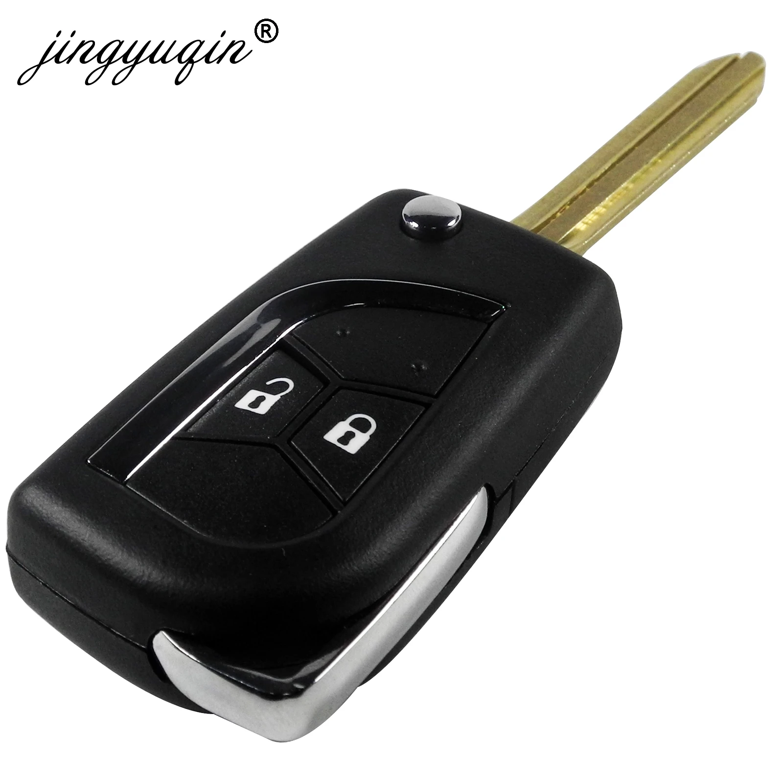 jingyuqin 2/3 Buttons Modified Flip Folding key Shell Case for Toyota Camry Corolla Prado Blank Fob Replacement