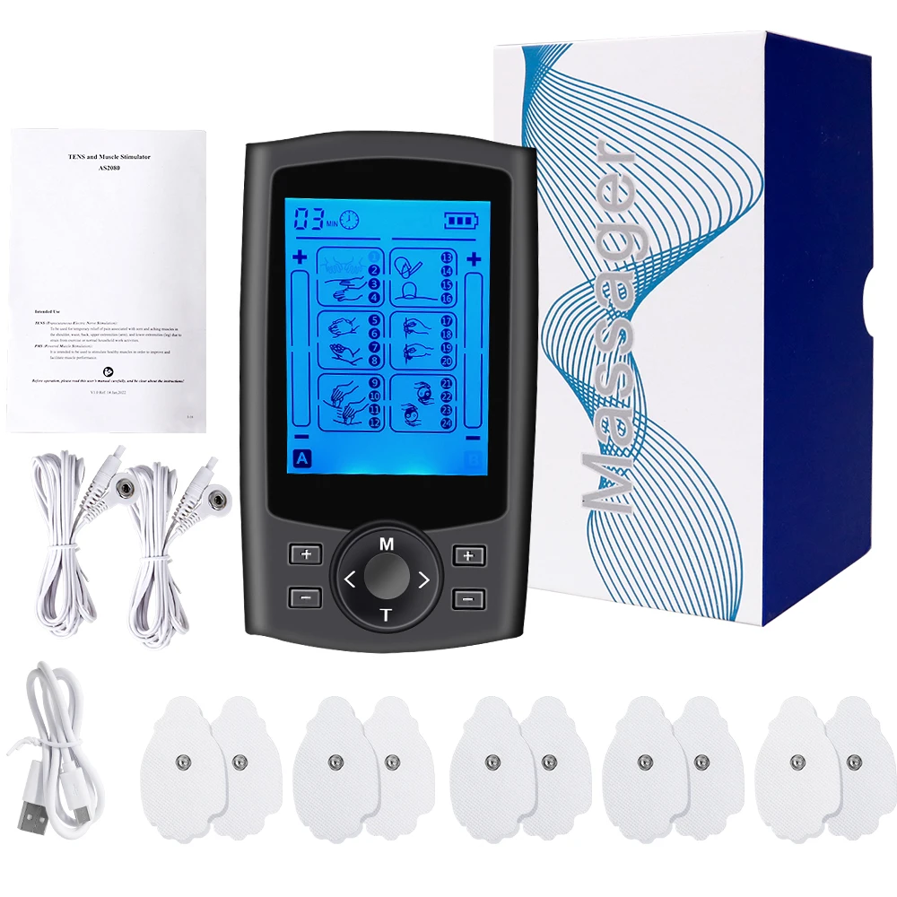 24 Mode Electric EMS Muscle Stimulator Acupuncture Tens Body Massager Digital Therapy Slimming Machine Pulse Electrostimulator