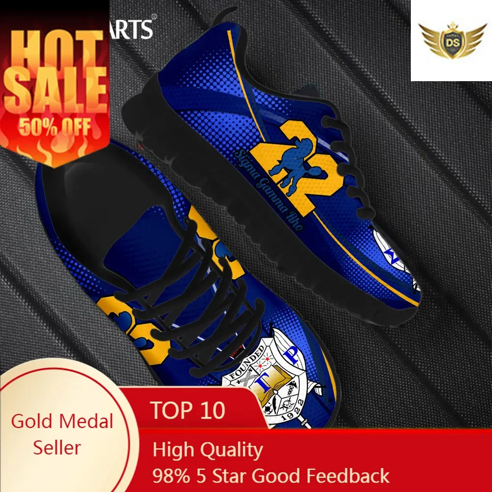 

Blue Sigma Gamma Rho Poddles Design Breathale Running Sneakers Round Toe Flat Shoes For Women Outdoor Trainer Shoes