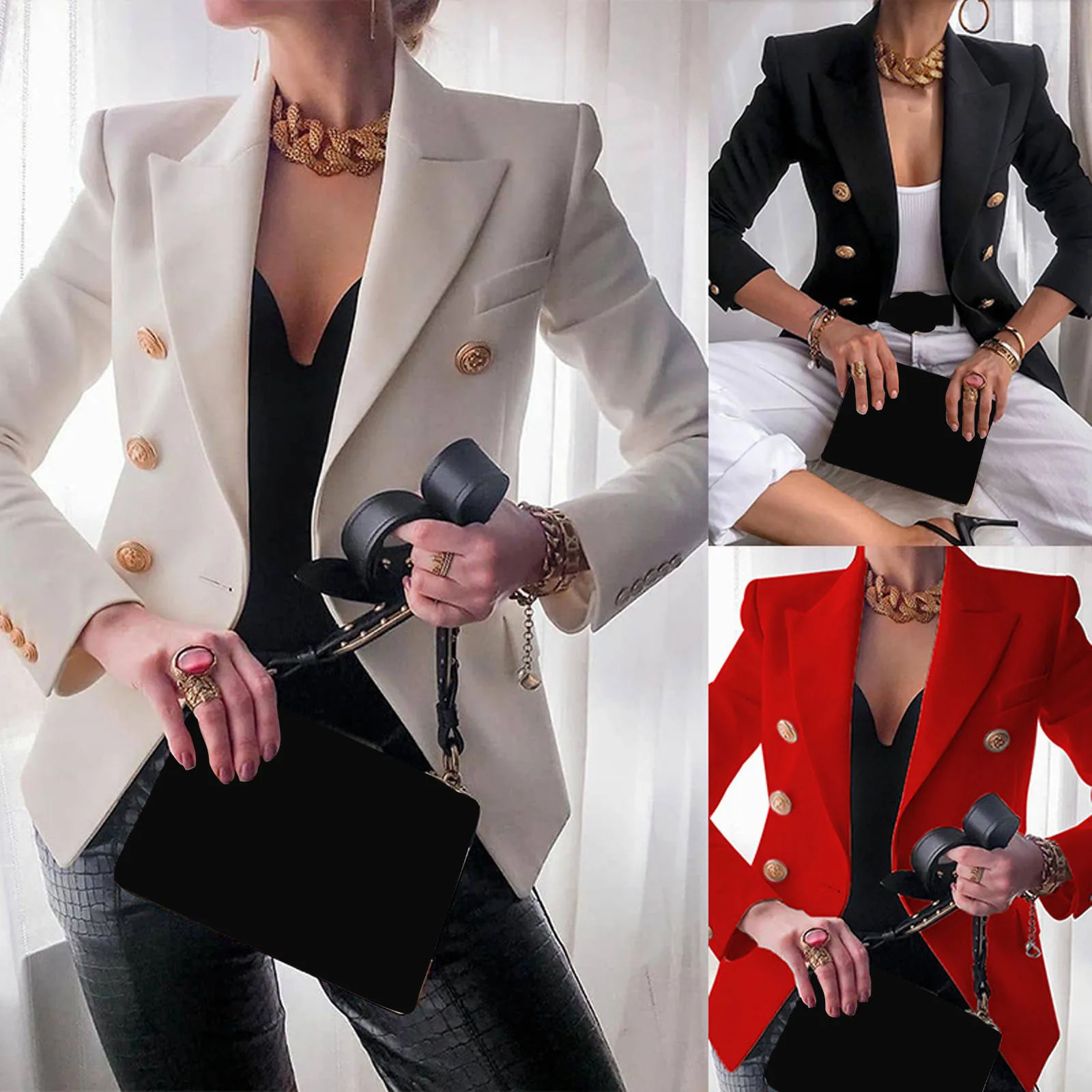 Women Casual Turn Down Collar Long Sleeve Outerwear Office Lady Topcoat Fashion Elegant Solid Blazer Coat Single Piece Suit