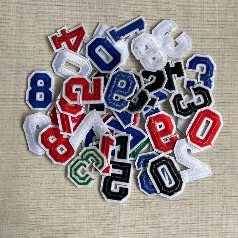 Black,White,Red,Blue 0~9 Number Patches Clothes Stickers,Digital Jersey Badges Fabric Applique Embroidery Iron On Patch