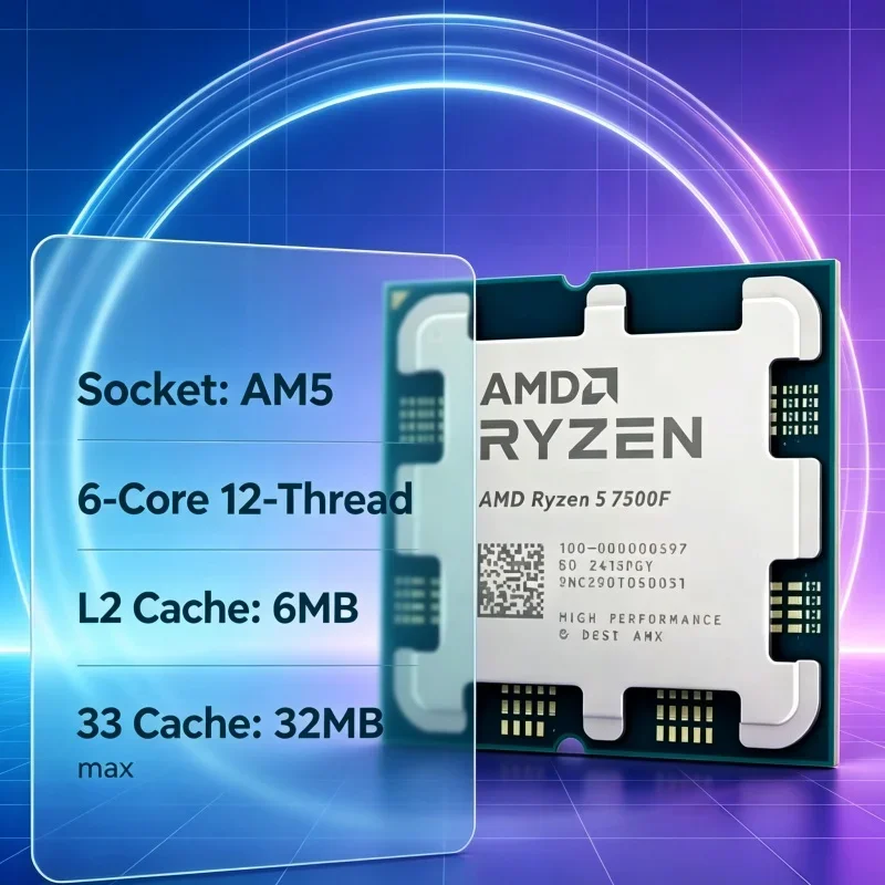 AMD Ryzen5 7500F Desktop Computer CPU 6 Core 12 Thread AM5 Socket No Integrated Graphics For PC Assembly