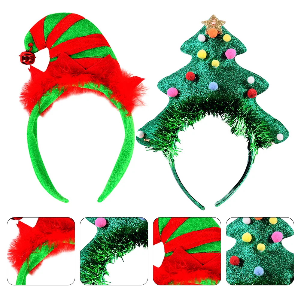 

2 Pcs Christmas Headbands for Kids Clown Hat Headdress Decoration Festival Hair Hoop Child