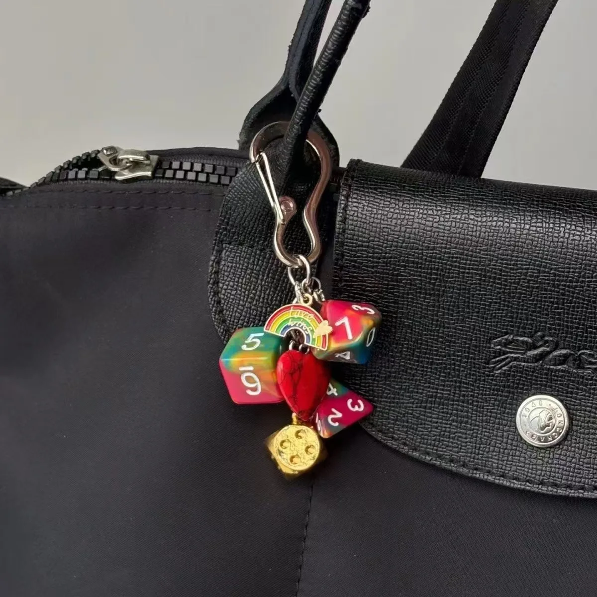 Ins original Key chain Good luck dice Multi element pendant Bag decoration