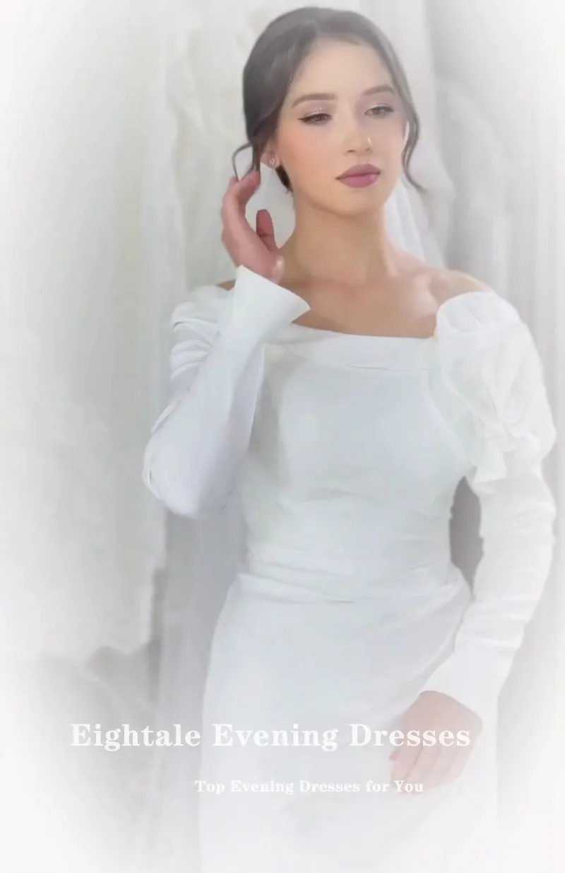 Eightale арабское свадебное платье на заказ с 3D цветами атласное свадебное платье с длинными рукавами длиной до пола мусульманское вечернее платье невесты