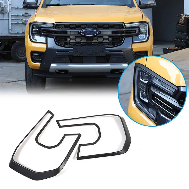 

For Ford Ranger 2023+ ABS Matte Black Car Styling Car Front Headlight Frame Cover Sticker Car Exterior Protection Accessories