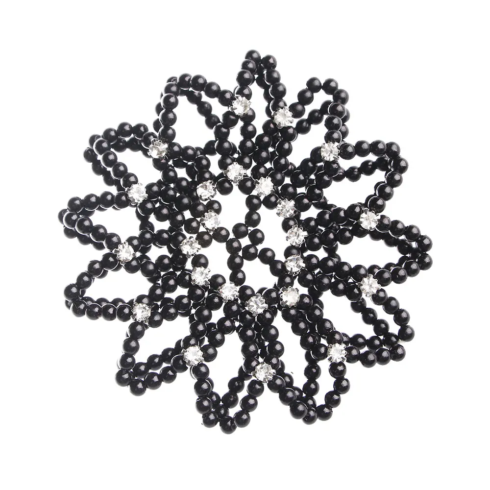 

Ladies Fashion Dancing Balle Crochet Handmade Crystal Headwear Hair Bun Bun Net Pearl Hair Nets