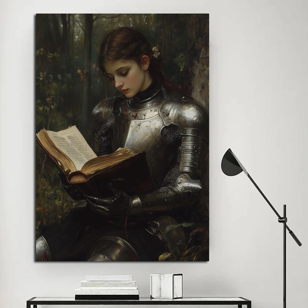 Abstract Vintage Bookish Woman Wall Art Canvas Poster Print Minimal Victorian Aesthetic Reading Book Picture Neutral Home Decor