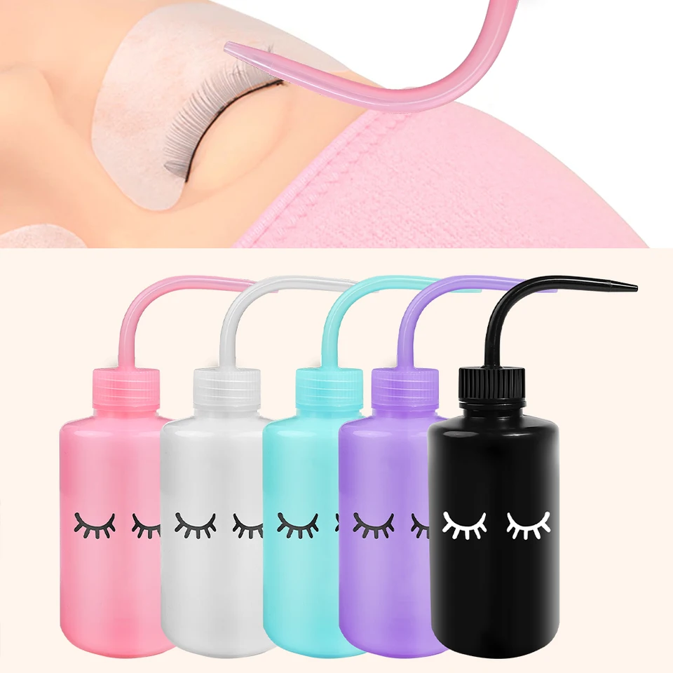 1 Pieza Frasco de Limpieza para Pestañas, Frasco de Limpieza de Codo, Gotero de Agua, Frasco de Plástico Apretable, Botellas para Baño de Pestañas, Tetera de Primer 4