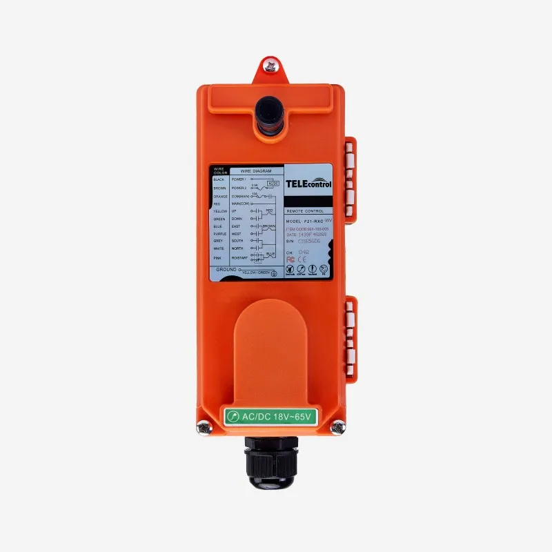 Telecontrol 6 single speed channels pushbuttons overhead crane hoist industrial wireless radio remote control F21-E1
