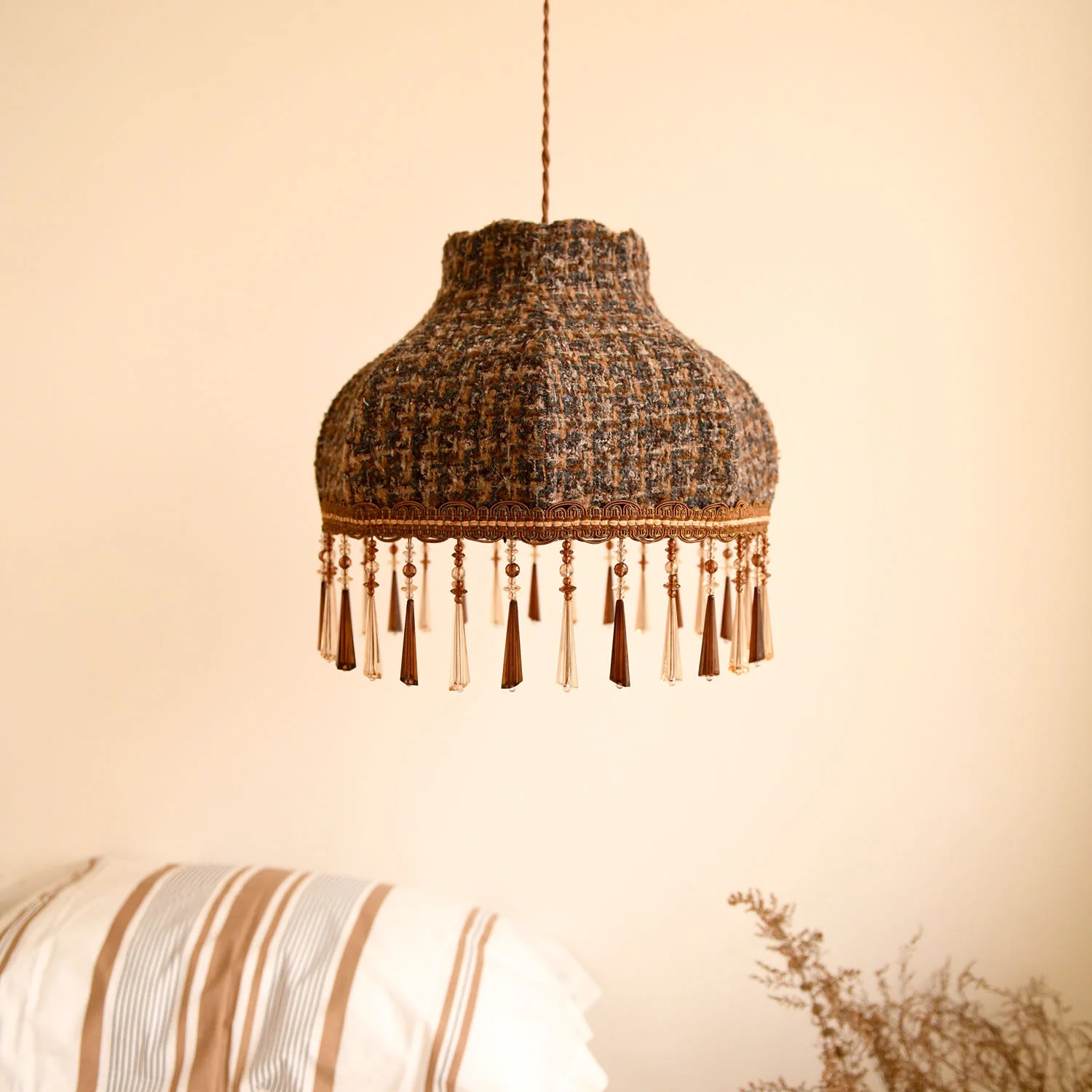 

Mid-century style restaurant chandelier, French vintage checkered pattern, Italian light luxury, original Maillard