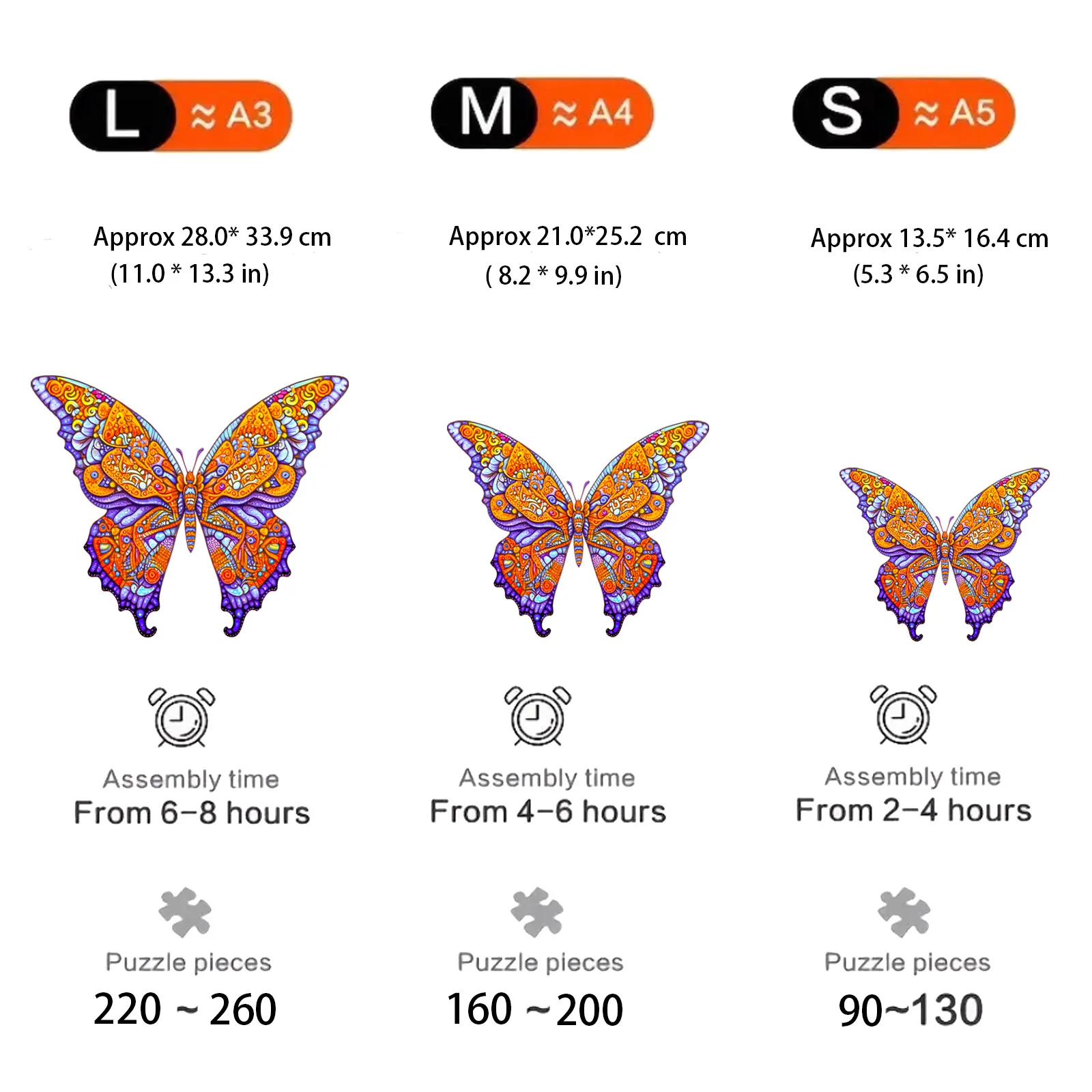 Beautiful Butterfly Pattern Wooden Puzzle, Irregular Animal Shapes, Stress Relieving Toys, Holiday Birthday Gift