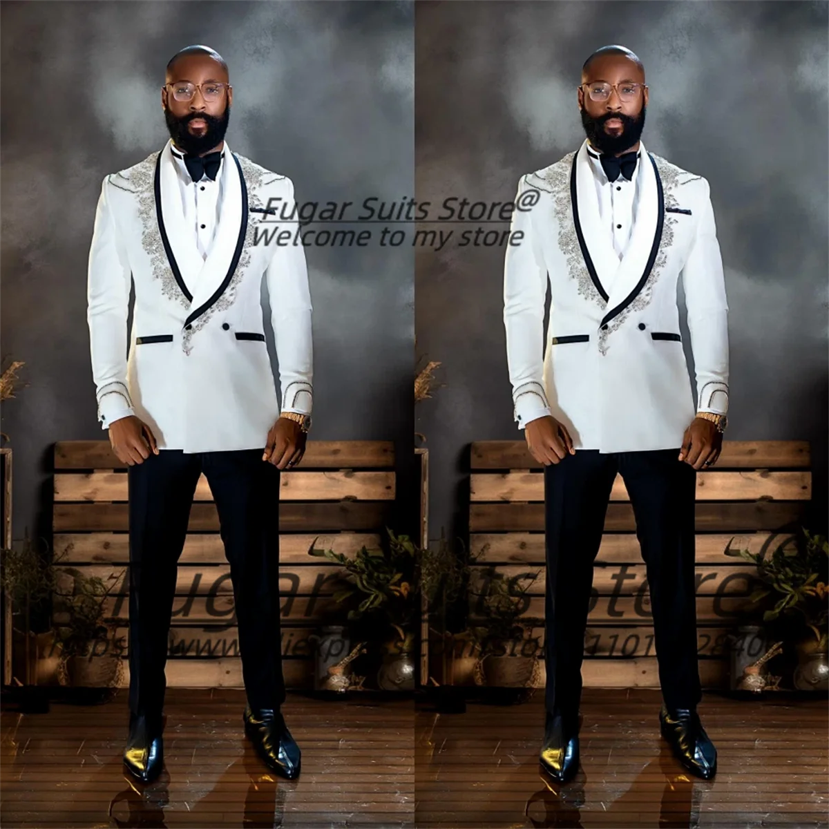 

Роскошные мужские костюмы с аппликациями, индивидуальный пошив, приталенный крой, шалевый воротник, свадебные смокинги для жениха, комплекты из 2 предметов, мужские пиджаки для вечеринок, Ropa Hombre