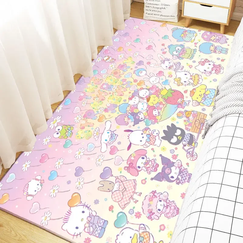 

Sanrio Kawaii Hello Kitty Carpet Kuromi Cinnamoroll Anime Cartoon Cute Home Bedroom New Non Slip Stain Resistant Bedside Blanket