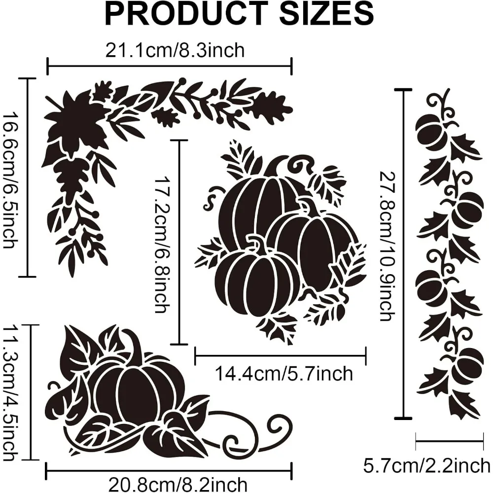 Pumpkin Stencil Fall Stencil Thanksgiving Frame Pumpkin Painting Stencils Reusable 11.8×11.8inch Template with 1pc Art Paint