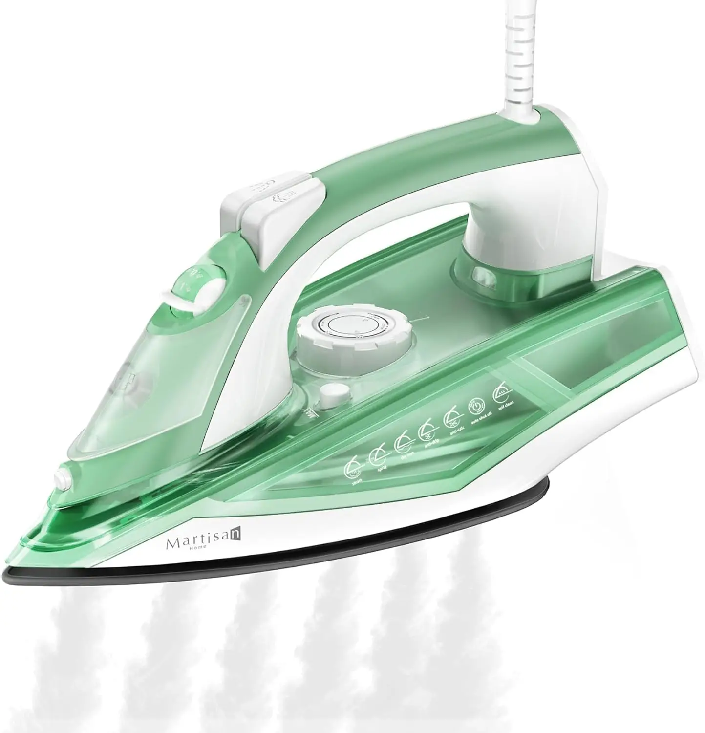 

Паровой утюг 1600 Вт с мини-насадкой, быстрый нагрев, регулируемая температура, антипригарная подошва