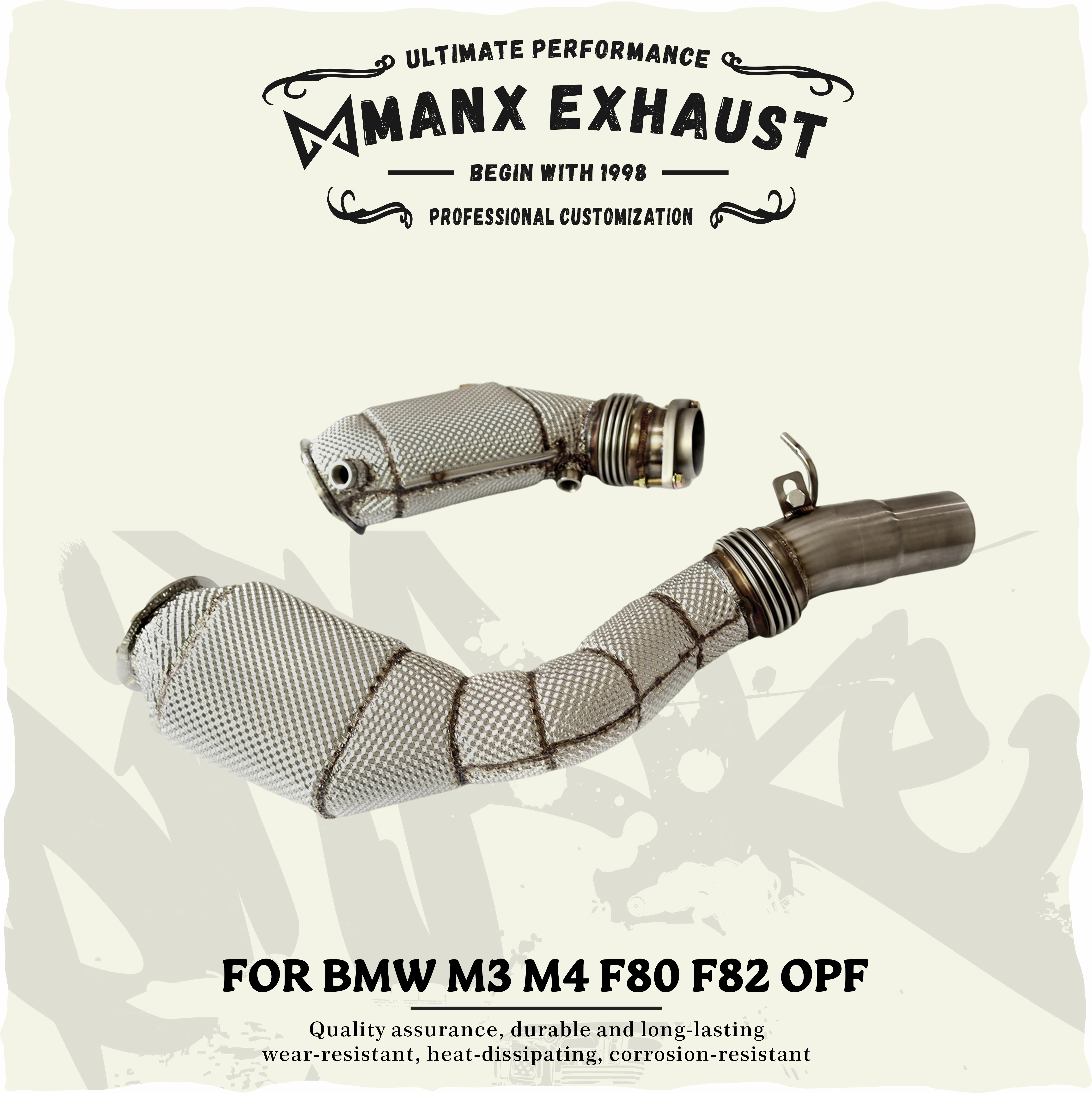 

Catalyzed Downpipe Catless Downpipe for BMW M3 M4 F80 F82 OPF version Stainless steel Performance Exhaust pipe with heat shield