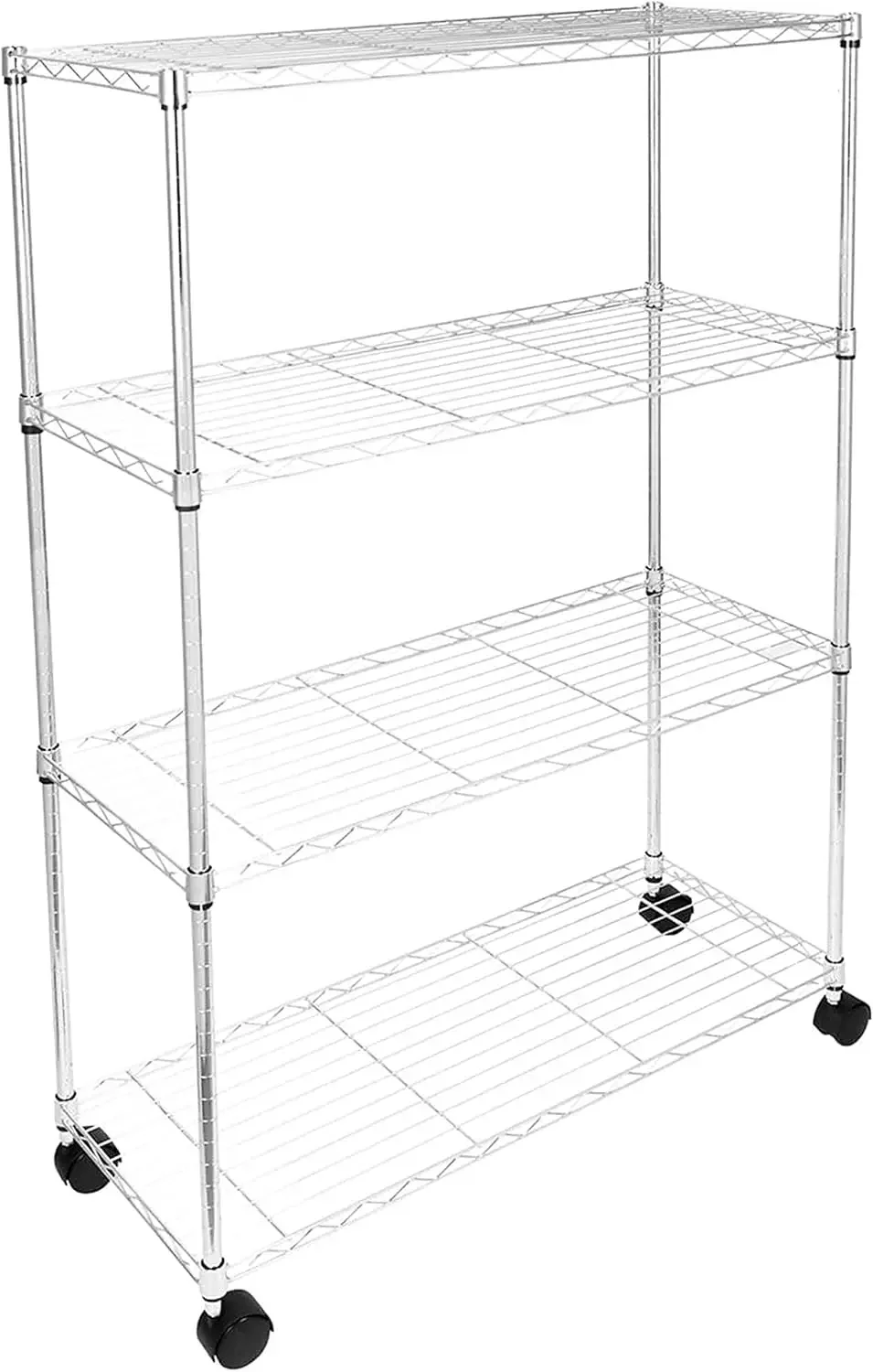 

4-Tier Heavy Duty Height Adjustable Storage Shelving Unit,Chrome,36Lx14Wx55.91H inch (HKSHLF36145404CV3)