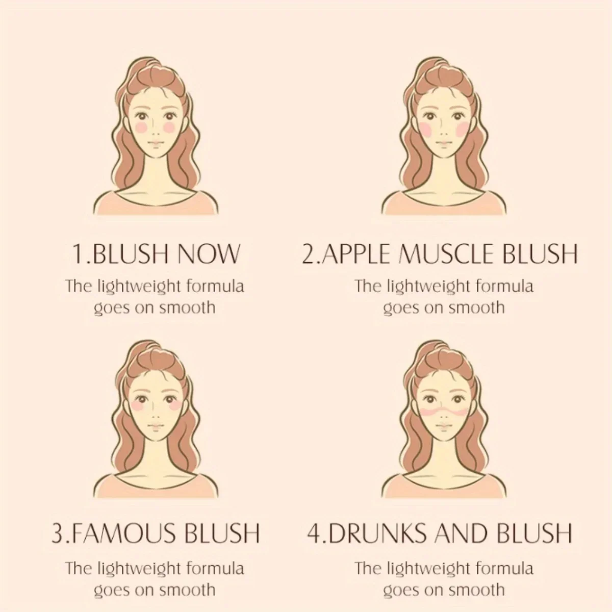 กันน้ํา Cheek Tint Blush Palette Face Contouring Face Blusher Natural Cheek Rouge เครื่องสําอาง Brighten Face Blush Powder