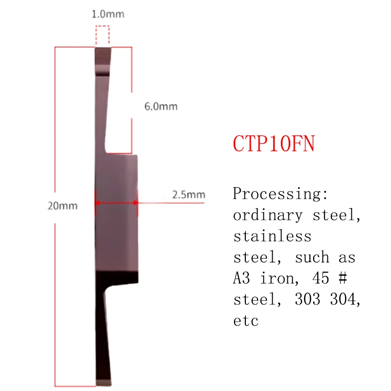 YRFL 5PCS CNC Insert Core Walking Machine Cutting Groove Cutter CTP 10FN  Inclined Mouth CTPA 15FR Flat Mouth Inserts