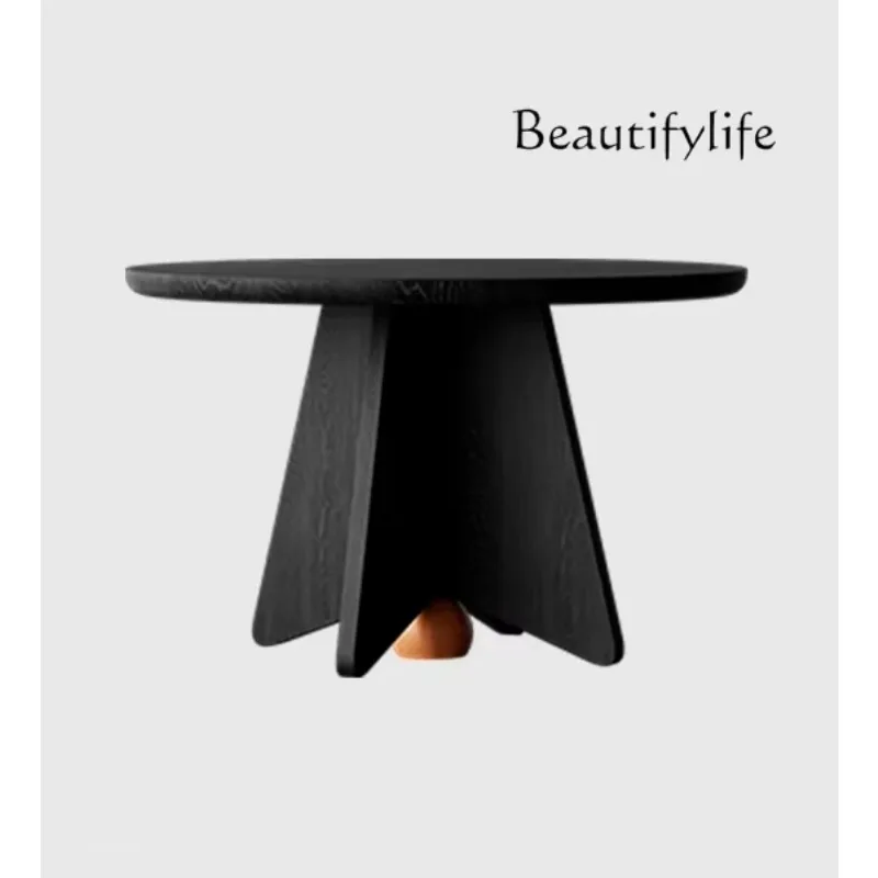 XX Design All Solid Wood French Retro Dining Table Small Apartment Round Table Simple