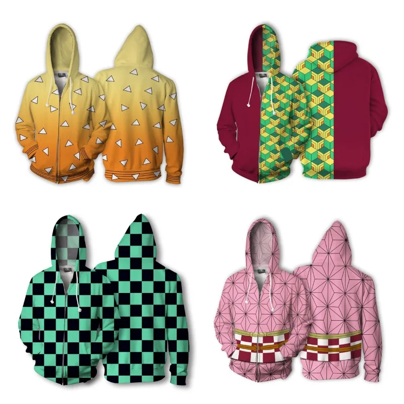 Кардиган с капюшоном на молнии для мужчин и женщин, повседневный спортивный свитшот на молнии для косплея, рассекающий демонов, киметасу, мидузи