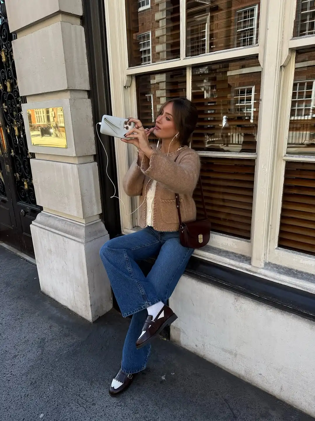 اليومية الصلبة قصيرة كابل سترة متماسكة المرأة عادية كم كامل انخفض الكتف اقتصاص محبوك بالأزرار سيدة الشارع تريكو #2