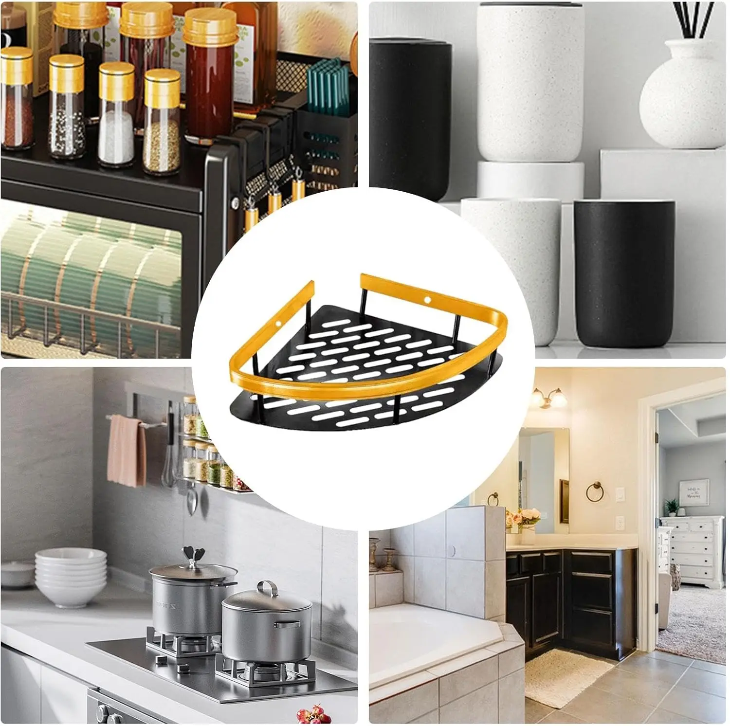 Corner Shower Organizer No Drilling Stable Shower Caddy Rustproof Shelves for Bathroom RV Kitchen Bath Storage