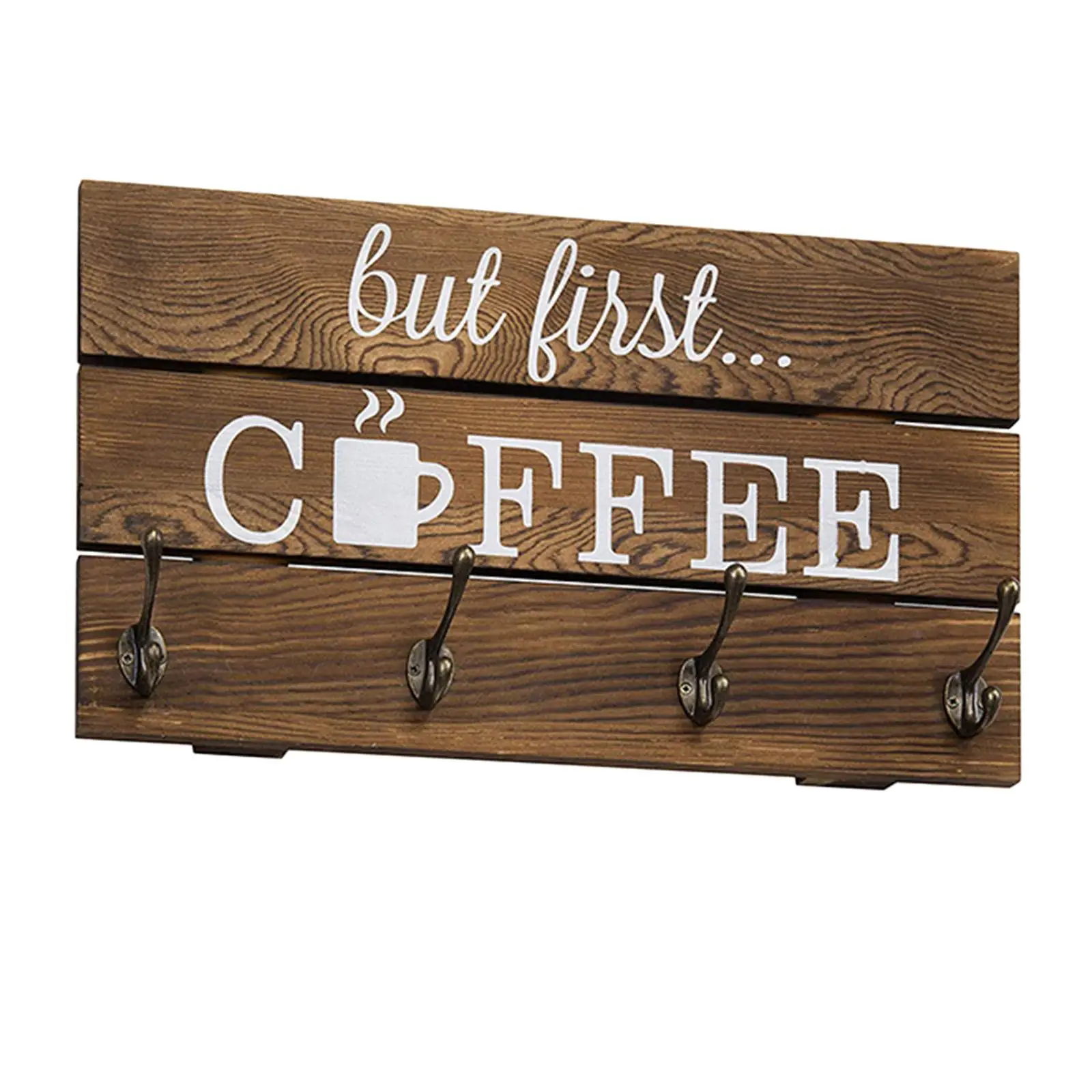 4 Hooks Coffee Mug Holder Decorations Teacups Wall-Mounted Storage Hanging Country Style Drinkware Utensil Mug Cup Rack for Home