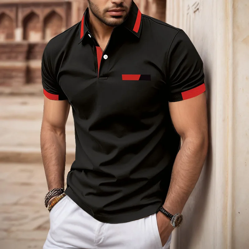 Polo de manga corta con bolsillo y cuello a rayas para hombre, Top informal con estampado Digital 3D personalizado, novedad de verano 2024