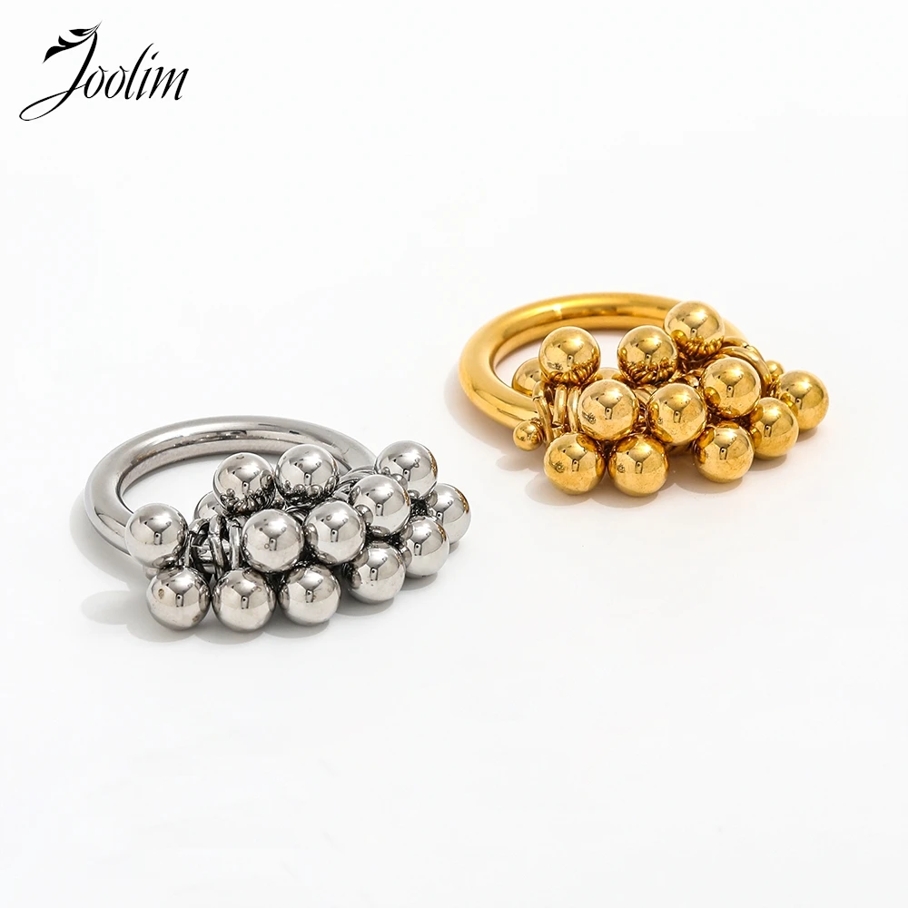 Joolim High End PVD Waterproof Fashion Personality Grape Small Rigid Ball Ring for Women Stainless Steel Jewelry Wholesale