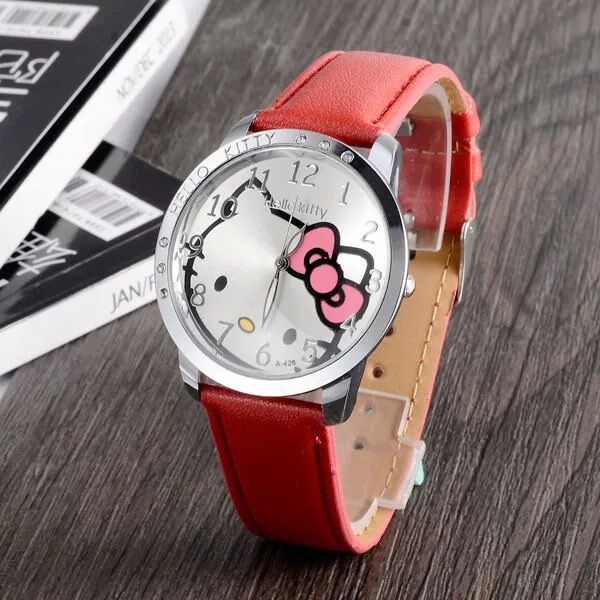 Hello Kitty Sanrio bambini Orologio al quarzo Donna Bambini Casual Impermeabile Kawaii Cartoon Orologi Orologio da polso di moda Regali