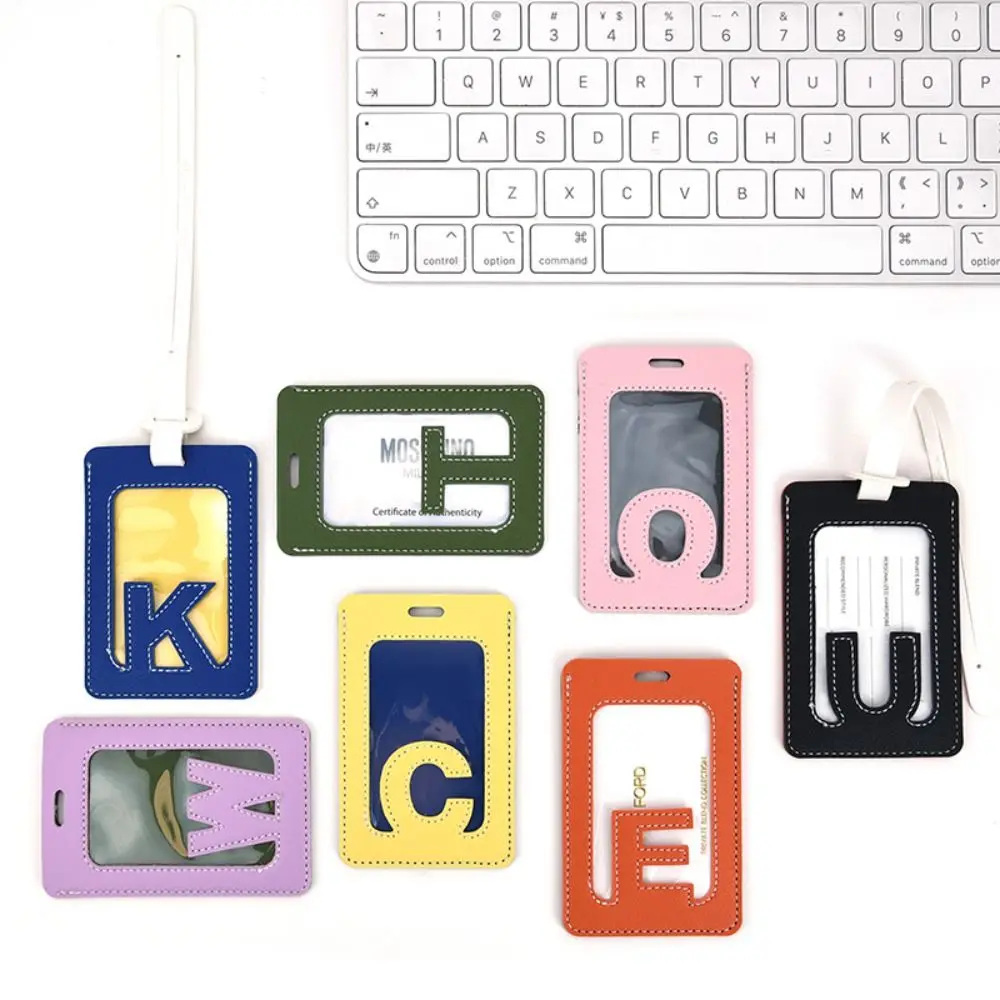 

Solid Color 26 Letter Name Luggage Tag PU Information Card Airplane Suitcase Tag Baggage Name Tags Travel Accessories
