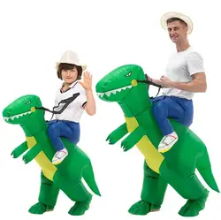 Hot Kids Green Inflatable Dinosaur Costume Anime Mascot Suit Halloween Purim Christmas Party Cosplay Costumes for Boys Girls