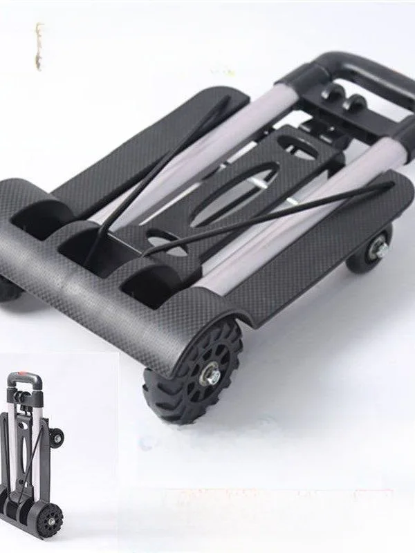Portable  Shopping Cart Hand Pulling Vegetable Buying Car Silent Folding Small Pulling Cart Stainless Steel Material