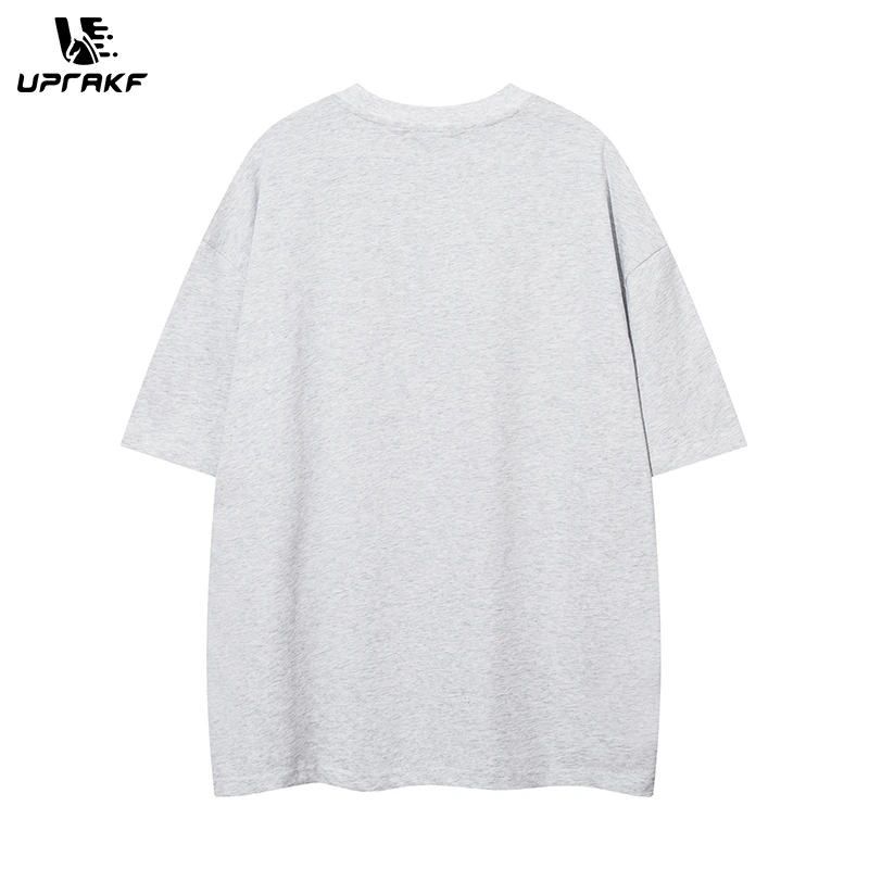 UPRAKF Letter Print T Shirt Streetwear Short Sleeve Crew Neck Summer Cotton Tee Oversize Casual Fashion Sports Style