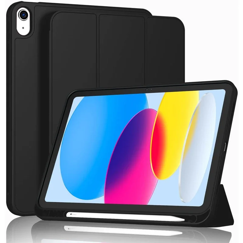 For iPad 10th 11th Generation 2022 Case with Pencil Holder Hybrid Slim Tri-fold Stand Protective Cover