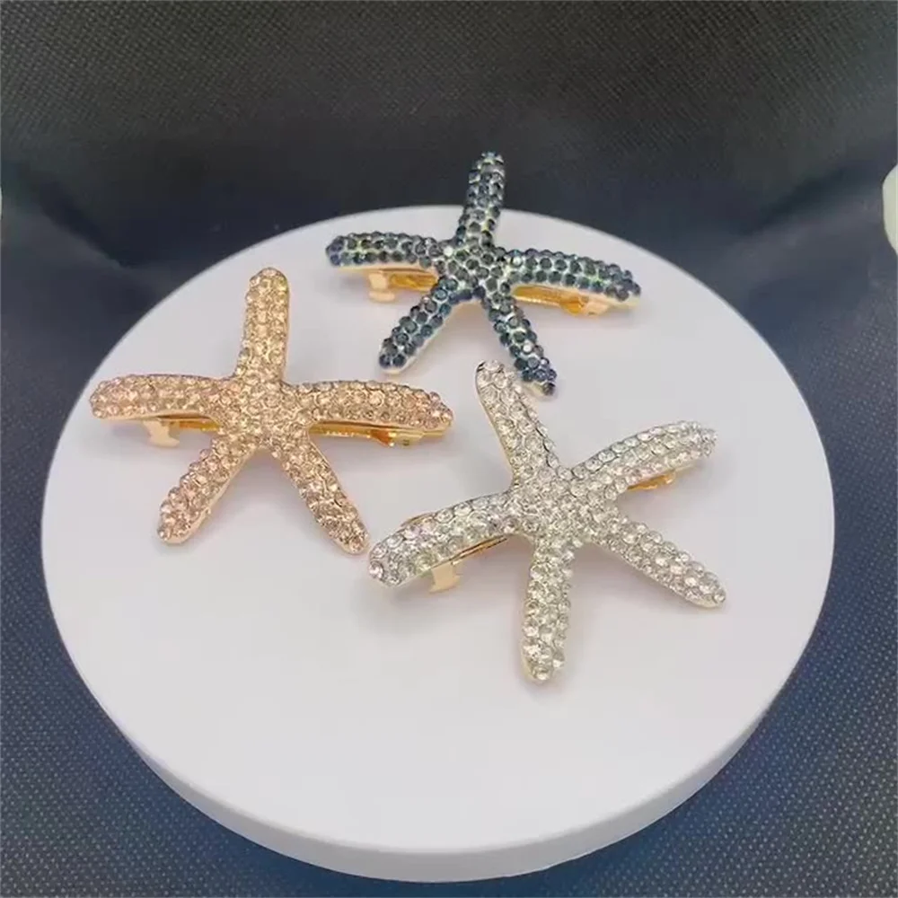 Rhinestone Starfish Hair Pins Barrettes Star Metal Hair Clips Styling Hairpin Hair Accessories Hairgrip Headwear for Women Girls