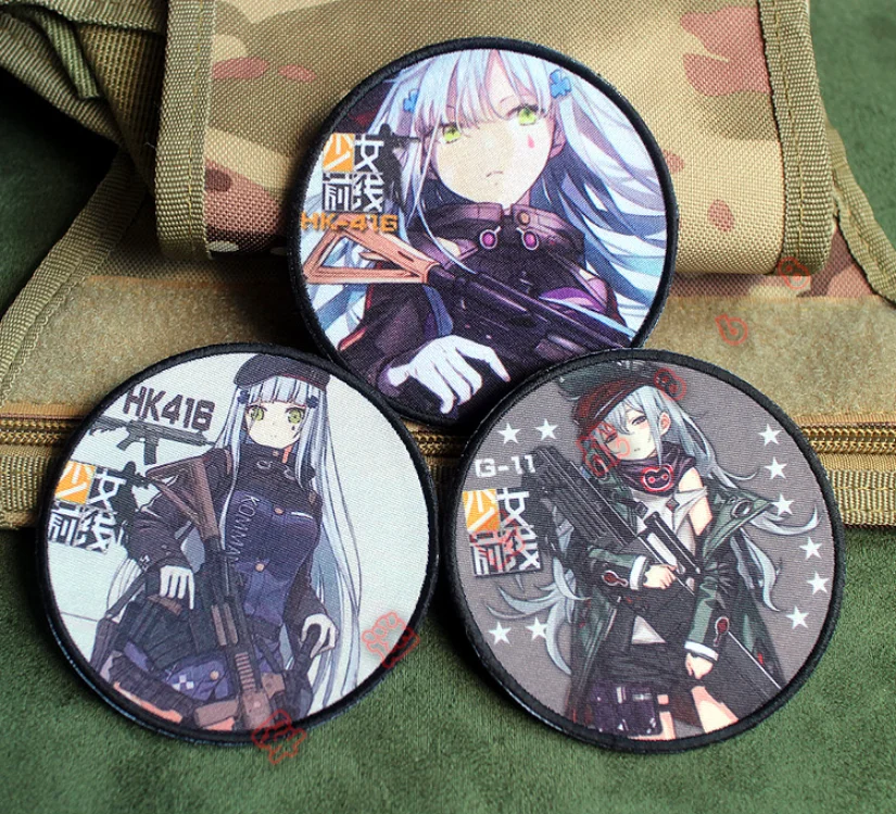 Girls Frontline Tactical Patch Print Round Arms Two Dimensional Game HK416 UMP45 Team Backpack Sticker Badges For Clothing