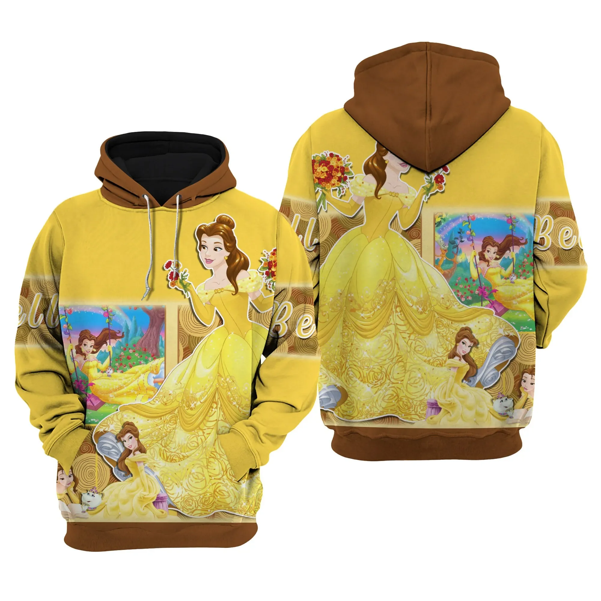 Beauty and the Beast 3d Hoodie Men Women Casual Fashion Sweatshirt Disney Hoodie Harajuku Streetwear BELLE PRINCESS Zip Hoodie