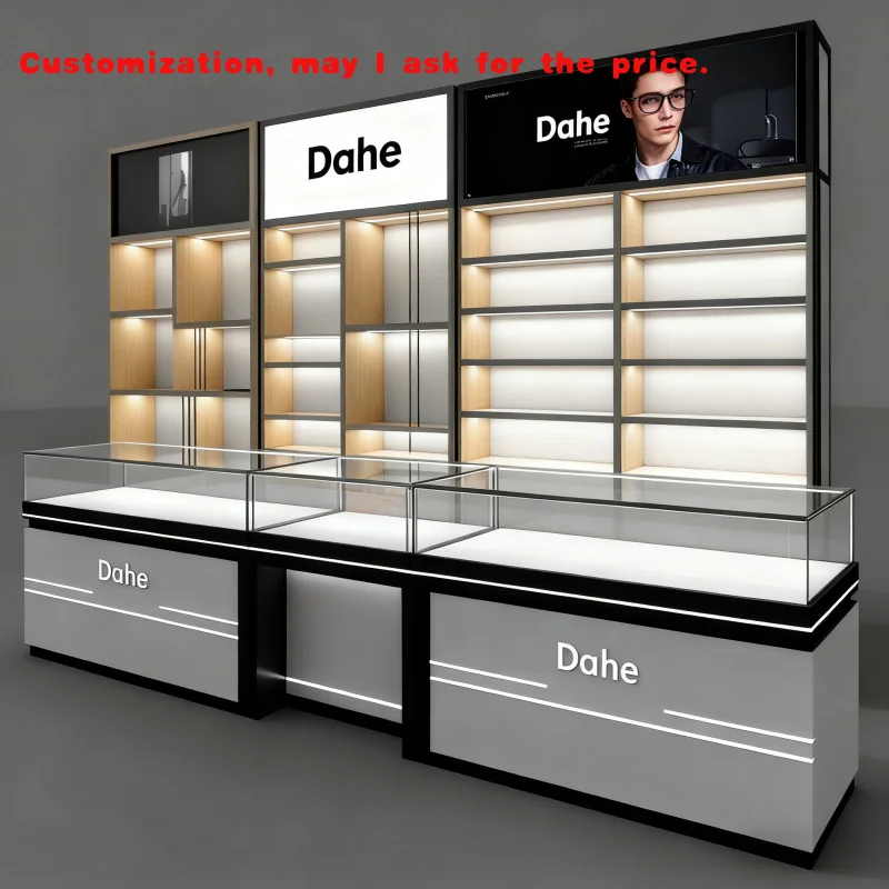 custom.Sunglasses Display Stand Retail Store Optical Glasses Frame Sunglasses Showcase Cabinet With Convenient Mirror