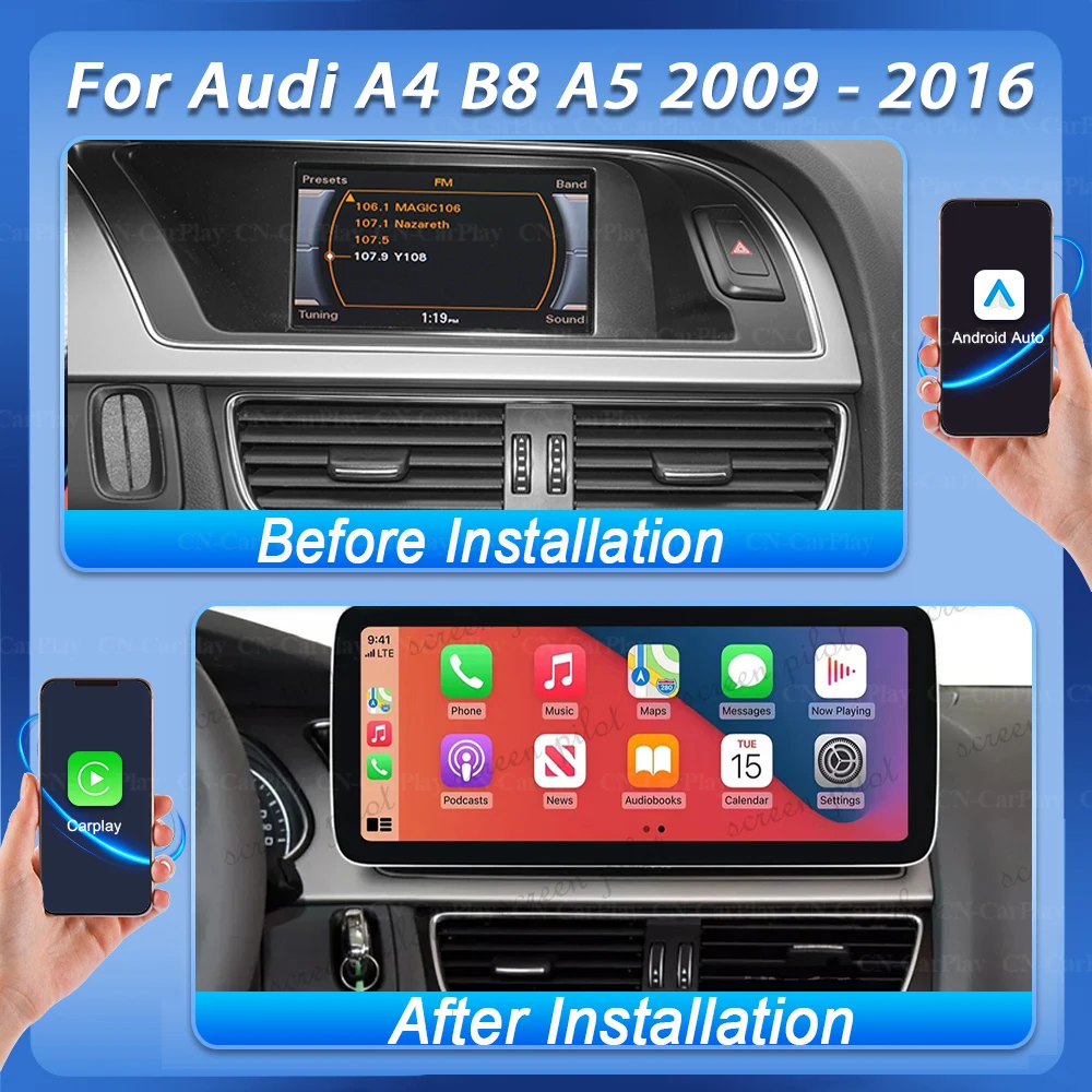 12.3 '' Android 16 For Audi A4 B8 A5 2009 2010 2011 - 2016 BT Car Video Radio Multimedia Player 5G AutoScreen GPS  WIFI 8 Core