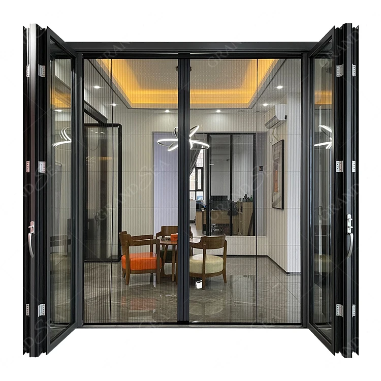 

Foshan Factory High Quality Heat Insulation Patio Aluminium Glazed Folding Doors Accordion Doors