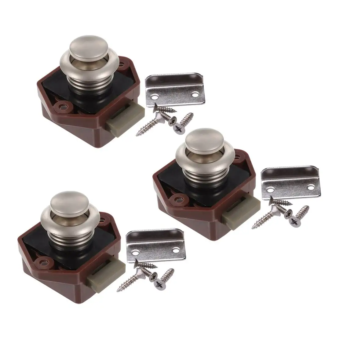 

3 Set Door Drawer Cabinet Cupboard Table Filing Keyless Push Button Lock Latch Furniture Hardware Fit for Boat RV Camper Yacht