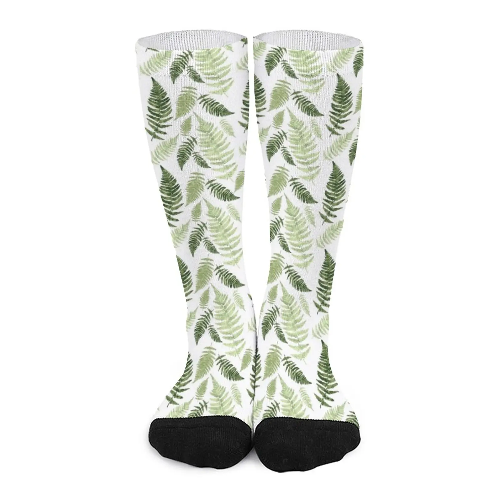 

Green Ferns on White Socks basketball socks new in Men's socks Womens socks hockey