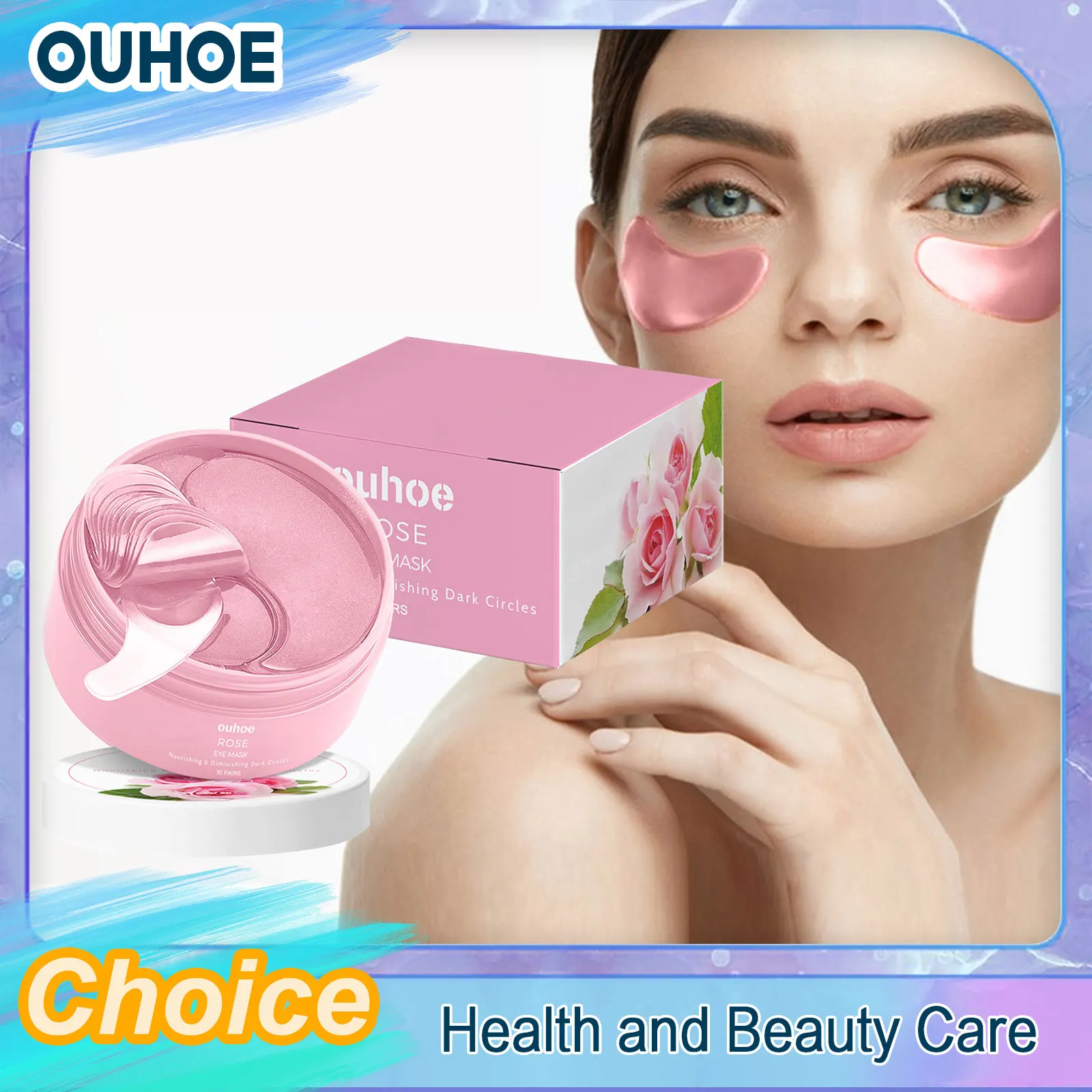 

Rose Hyaluronic Acid Eye Mask Anti Dark Circles Removing Eye Bags Edema Moisturizing Firming Puffiness Collagen Eye Gel Patches