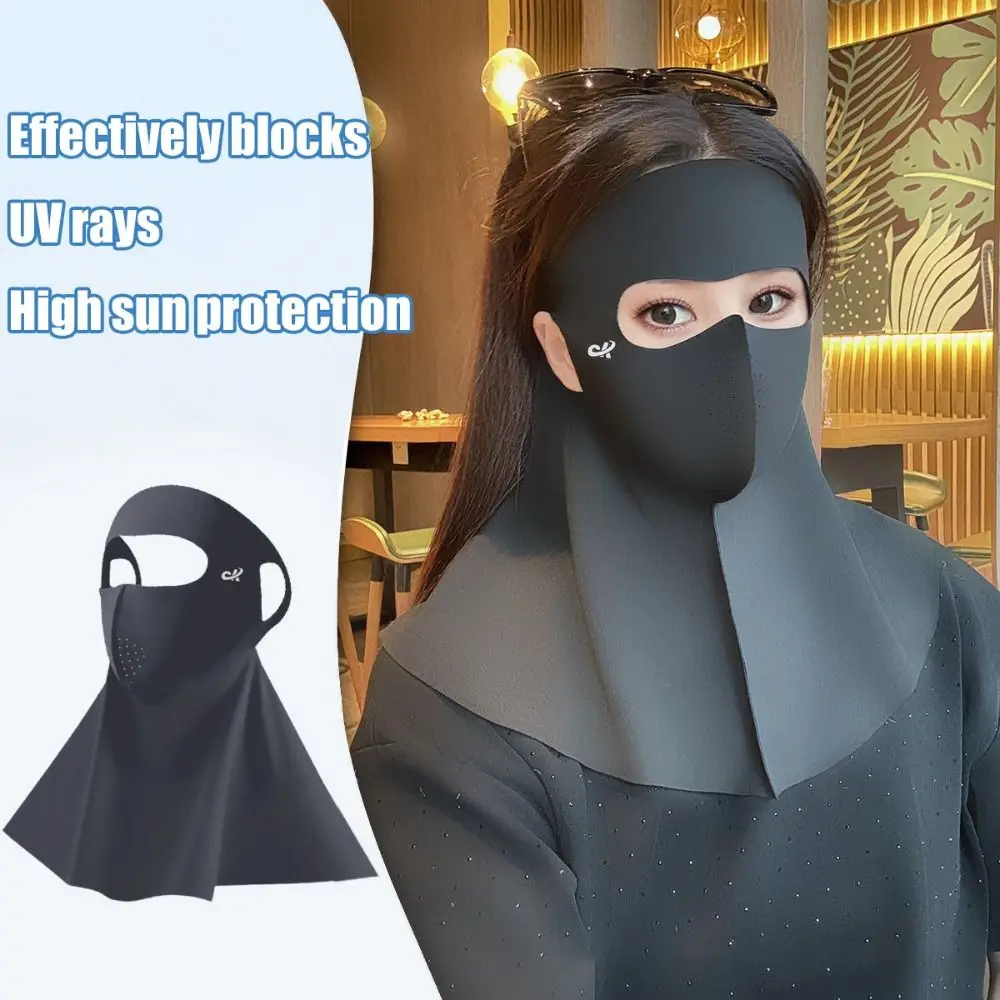 

Fashion Ice Silk Sun Protection Mask Full Face UPF50+ Anti-UV Neck Scarf 3D Breathable Sunshade Face Mask Outdoor