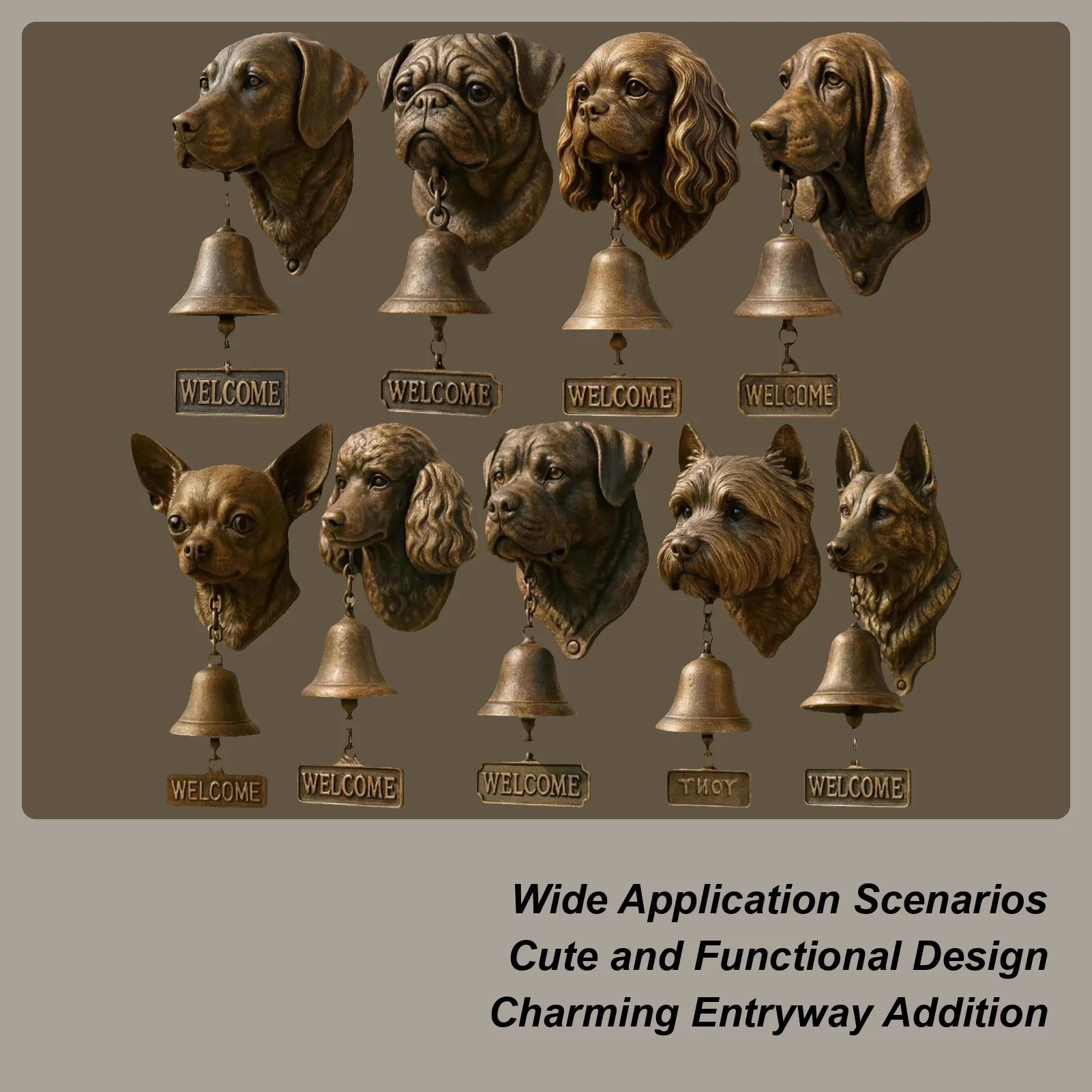 Welcome Dog Themed Doorbells Vintage Rustic Resin Animal-Themed Decorative Doorbells Wall Decoration Dog Door Bell Ring
