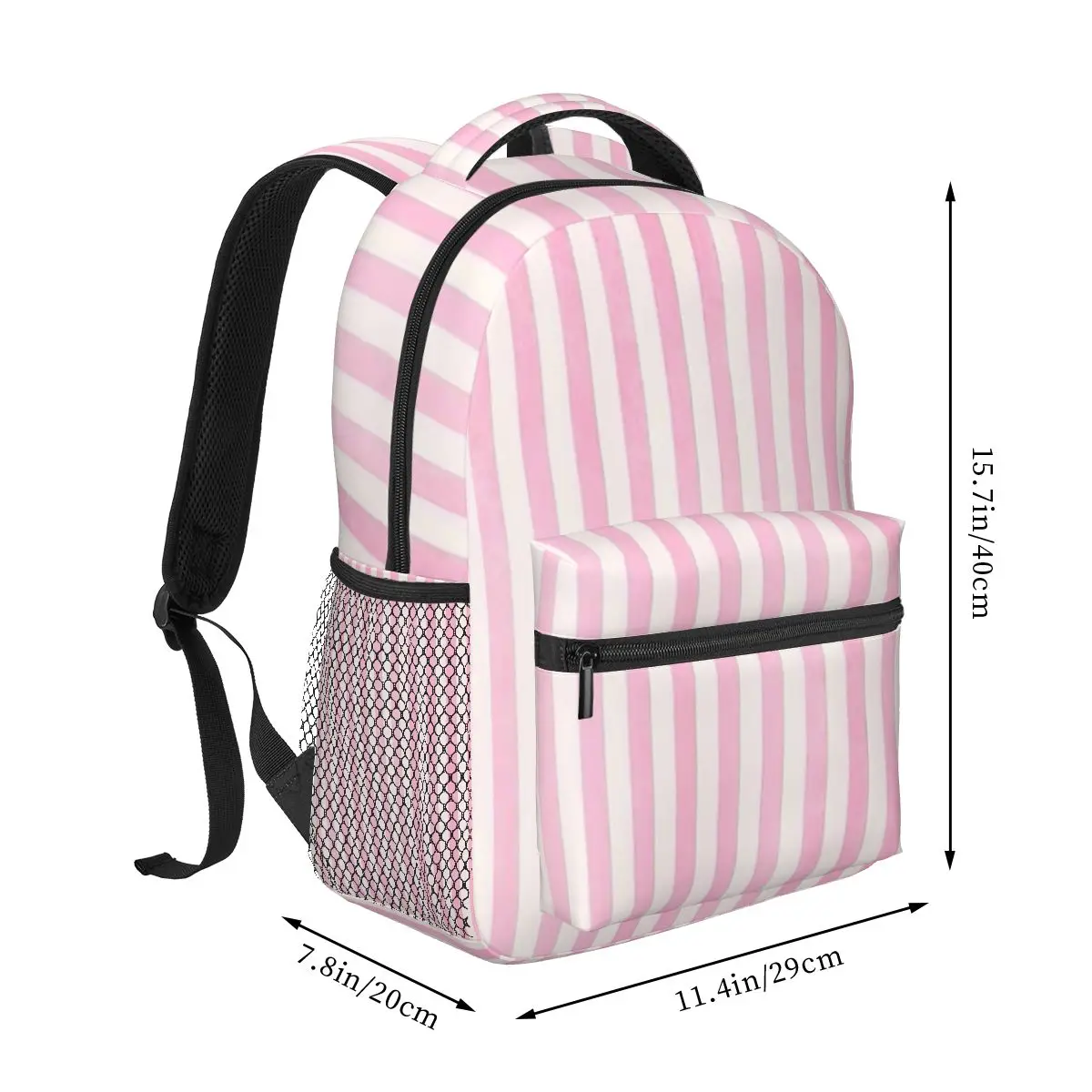 Pale Pink White Stripes Backpack Hot Sale Daypack Large Capacity Children BookBag School Bag Shoulder Bags for Men Women